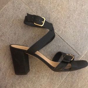 JCrew Italian leather size 8 sandals + gold buckle